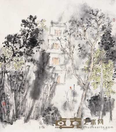 刘明波 2005年作 明壁山雨 镜心 69×61cm